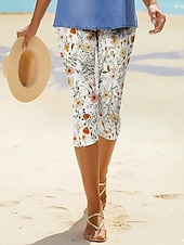 abordables Imprimé Floral-Leggings Capri pour femmes haute élasticité mode streetwear pleine longueur taille mi-haute impression florale thermique chaud respirant doux extérieur quotidien noir bleu ciel bleu été printemps