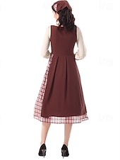  250e jubileum VS 19e eeuw jaren 1800 Prairiejurk Bonnet en schortset Lange Mouwen Pionier Meisje Koloniaal Pionier Onafhankelijkheidsoorlog Kostuum Dames Halloween Carnaval 4 juli Volwassenen Kleding