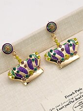levne Příslušenství-Dámské náušnice s motivem Mardi Gras – materiál slitina, k dispozici v různých designech, ideální pro oslavy a festivaly Mardi Gras