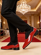 Недорогие Оксфордские туфли-Мужские красно-черные кожаные туфли – модный дизайн для свадеб и вечерних мероприятий.
