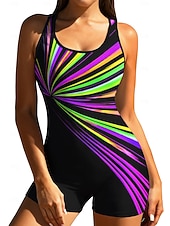 Χαμηλού Κόστους Rash Guards One Pieces-Γυναικεία Μεσαίου Πάχους Πρότυπο Προστατευτικά Μαγιό Ολόσωμα μαγιό Γεωμετρικό Αφηρημένο Αποκλεισμός χρωμάτων Αφαιρούμενη επένδυση Μποστινό Φερμουάρ Ζιβάγκο Προστασία από τον ήλιο UV UPF50