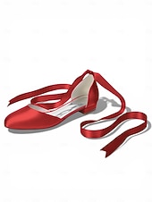 baratos Dama de honra-Sapatilhas femininas multicoloridas de cetim com amarração no tornozelo, elegantes sapatos de bico fino para damas de honra em casamentos ao ar livre no gramado.