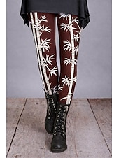 economico -Women's Leggings Cozy Leggings Vacation Vintage Ethnic Style Full Length High Waist Graphic Printing Comfort Comfortable Stretchy Casual Daily Vacation Deep Green Wine Navy Purple Spring Fall Slim Fit