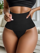 billiga Shapingtrosor-Dam Shapewear Aktiv Ledigt Komfort Ren färg Lappverk G-string Dagligen Hem Semester Svart Kaki Sommar Vår Smal
