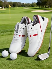 cheap Women's Golf Shoes-Women's Classic White / Yellow Lace-up Golf Shoes – Non-Slip Shock-Absorbing Athletic Sneakers for Lady Golf Players, Course Training, Weekend Matches, Country Club Style &amp; Outdoor Walking