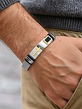 halpa Miesten korut-Miesten ruostumattomasta teräksestä valmistettu ristirannekoru – useita värivaihtoehtoja, kestävä ja tyylikäs, täydellinen rentoon ja arkeen