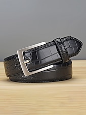 abordables Cinturones de hombre-Cinturón ajustable de piel sintética con estampado de cocodrilo para hombre, varios colores, perfecto para bodas y uso diario, diseño duradero y elegante.