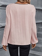 economico Bluse Eleganti-Per donna Camicia Blusa Patchwork Blocco di colori Vintage Elegante Moderno Manica Lunga Scollo a V Top Regolari Quotidiano Ferie Uscire Blu Rosa Arancione Albicocca Primavera Autunno