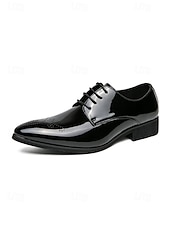 billige Derby-sko-Herresko i brogueskinn med vingetuppdesign, stilig bryllupssko, ideelt for forlovere og bryllupsgjester