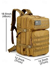 baratos Mochilas de Exterior-Mochila tática masculina camuflada em nylon, mochila militar de grande capacidade, bolsa multicolorida para atividades ao ar livre, como caminhadas, camping e viagens, com patch da bandeira americana.