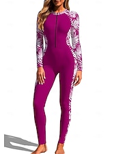 economico Rash Guards Interi-Per donna Standard Top sottomuta Rash Guard completo per il corpo Costume da surf intero Floreale Tropicale Con zip con reggiseno incorporato Cerniera Frontale Protezione Solare UV Coppa larga UPF50+