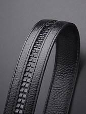 cheap Wedding Accessories-Men's Genuine Leather Automatic Buckle Belt in Black &amp; Coffee, Classic Business Dress Belt for Men, Durable Real Leather, Adjustable Fit, Ideal for Weddings, Business Meetings &amp; Formal Occasions