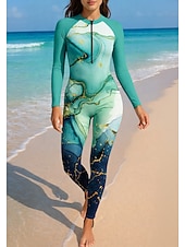 preiswerte One Pieces Rash Guards-Damen Anti UV Shirt Ganzkörper-Bademode Diveskin-Anzug Farbverlauf Frontreißverschluss UPF50+ Schnelltrocknend Hohe Elastizität Langarm Bademode Surfen Tauchen Schnorcheln Sommer