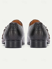 cheap Monk Shoes-Men's Brown Crocodile Print Monk Strap Shoes – Premium Leather with Stylish Buckle Design, Perfect for Weddings, Formal Events and Office Wear