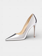 economico Invitato al matrimonio-Scarpe da donna con tacco a spillo a punta in vernice blu, eleganti scarpe da cerimonia per invitati a matrimoni in chiesa