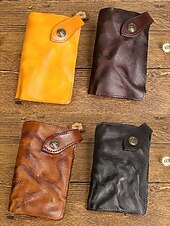 economico Portafogli-Portafoglio lungo da uomo in vera pelle, porta carte bifold vintage di grande capacità, stile retrò multicolore, design sottile e portatile per uso quotidiano, viaggi, lavoro e casual