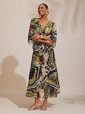 Недорогие повседневное платье-Длинное шифоновое платье с бабочками в джунглях