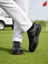 voordelige Heren Golf Schoenen-Rode en witte golfschoenen voor heren, ademend bovenwerk met gripvaste buitenzool, lichtgewicht en comfortabel, ideaal voor golfers en buitensporters.