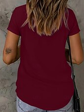 abordables Camiseta lisa-Mujer Camiseta Camiseta superior Encaje Plano Moda Elegante Clásico Manga Corta Cuello Barco Tops regulares Diario Noche Fin de semana Azul Piscina Negro Blanco Rojo Verano Primavera
