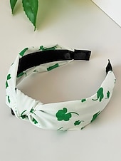 voordelige Accessoires-Dameshaarbanden van polyester met klavertjesvier, zacht knoopdesign, verschillende klavertjesvormen, lichtgewicht en comfortabele haaraccessoires, perfect voor St. Patrick's Day-vieringen en dagelijks gebruik.