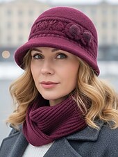 levne Dámské klobouky-Dámská pletená sada čepice a šály – více barevných variant, útulná a stylová na zimu, běžné nošení i outdoor