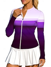 economico Camicia Donna-Per donna Geometrico Blocco di colori Sfumatura A righe Top Maglietta sportiva Maglia da tennis Maglietta da tennis Manica Lunga Cerniera Floreale UPF50+ Resistente ai Raggi UV Alta elasticit