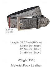 abordables Cinturones de hombre-Cinturón ajustable de piel sintética con estampado de cocodrilo para hombre, varios colores, perfecto para bodas y uso diario, diseño duradero y elegante.