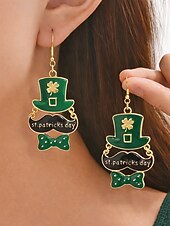 billiga Tillbehör-Damörhängen i legering med hängen till fest, St. Patrick's Day-motiv, flermönster med shamrock och pyssling, roliga festliga irländska smycken för högtidsfester, parader och festkläder