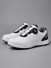 cheap Women's Golf Shoes-Women's White Red Golf Shoes – Lightweight Breathable Spiked Golf Sneakers for Women, Stable Cushioning for Golf Course, Training, Walking &amp; Daily Wear