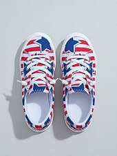  Scarpe in tela con laccetti rossi e blu per donna per il 250° Anniversario degli Stati Uniti – Sneakers casual patriottiche vintage per il Giorno dell'Indipendenza parate passeggiate in città viaggi