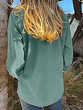 economico Bluse Semplici-Per donna Camicia Camicia button-down Camicia casual Tasca Bottoni Semplice Vintage Elegante Classico Manica Lunga Colletto a Camicia Top Regolari Quotidiano Ferie Uscire Marrone Verde Estate
