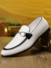 cheap Loafers-Men's White Slip-On Shoes – Elegant and Modern Design for Weddings and Formal Occasions