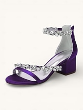 economico Damigella d&amp;#39;onore-scarpe con tacco color champagne per damigelle d'onore da donna – sandali da sposa con tacco a blocco e punta aperta, cinturini impreziositi da cristalli, eleganti scarpe da sposa per feste