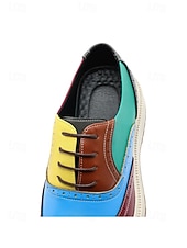 economico Scarpe Oxford-scarpe brogue in similpelle colorate da uomo, calzature formali da lavoro per matrimoni, scarpe eleganti per lo sposo e gli invitati al matrimonio