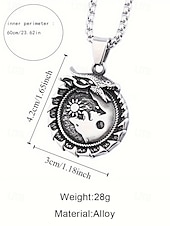cheap Men's Jewelry-Men's Viking Style Alloy Necklace – Dragon and Wolf Pendant, Yin-Yang Design, Perfect for Casual Everyday Wear