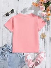 cheap Girl's 3D Playful Humor-Girls' 3D Graphic Letter T shirt Tee Short Sleeve 3D Print Summer Spring Sports Fashion Streetwear Kids 4-12 Years Crew Neck Casual Daily Outdoor Regular Fit