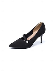 abordables Pompes Classiques-Women's Burgundy Pointed Toe Knit Pumps with Pearl Strap Accent – Comfortable High Stiletto Heels for Daily Commuting, Office Wear &amp; Elegant Professional Ladies