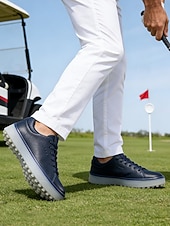cheap Men's Golf Shoes-Men's White Golf Shoes, Lightweight Breathable Upper, Cushioned Grip Sole, Clean Sport Style for Golfers &amp; Outdoor Play