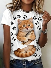 ieftine Tricou cu animale-Pentru femei Tricou Imprimeu Grafic Animal Epocă Stilat Casual Manșon scurt Stil Nautic Topuri obișnuite Zilnic Negru Alb Galben Maro Vară Primăvară