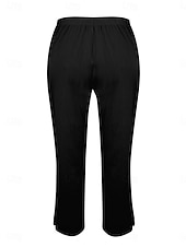 billiga Väsentliga Falska Bottnar-Dam Byxor av linne i bomull Kinesiska Semester Streetwear Grundläggande Fullängd Medium Midja Slät Ficka Elastisk midja Bekväm Komfort Oelastisk Dagligen Utomhus Semester Grå Svart Vit Armégrön