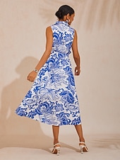  St. Barth Blooms luftiges Hemdkleid in Leinenoptik, blau