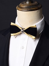 abordables Boda ACC-Pajarita de piel sintética para hombre: pajarita formal multicolor con detalle de diamantes de imitación, correa de cuello ajustable, estilo clásico y moderno para novios, bodas, San Valentín, fiestas y eventos formales.