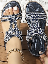 お買い得  花嫁-クリスタルのディテールが施されたシルバーの装飾が施された女性用フラットサンダル。ビーチでの結婚式に最適なエレガントなブライダルシューズ。