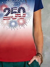  Giorno dell'Indipendenza Americana Per donna Maglietta Stampato Grafico Bandiera Americana Elegante Classico Casual Manica Corta Girocollo Top Regolari Quotidiano Sportivo Uscire Blu Estate Primavera