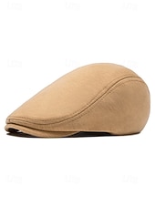 baratos Chapéus Masculinos-Boina masculina casual em poliéster com design simples e elegante, disponível em várias cores, perfeita para o uso diário.