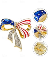 abordables Accessoires-Broche patriote en forme de nœud pour femmes du 250e anniversaire des États-Unis disponible en or et en argent en matériau allié parfait pour les célébrations de l'Amérique et du jour de