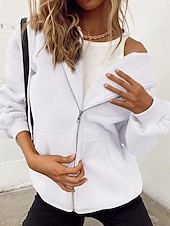 Недорогие Толстовки и Кофты-Женская объемная толстовка на молнии с длинными рукавами, повседневная толстовка с капюшоном и карманами для повседневной носки, несколько цветов.