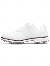 baratos Sapatos de Golfe Masculinos-Sapatos de golfe masculinos brancos, construção leve e respirável, sola com aderência estável, estilo esportivo e elegante para campos de golfe e atividades ao ar livre.