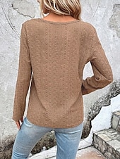 tanie Koronkowe topy-Damskie Top z koronką Bluzka Koronka Guziki Jednokolorowe Elegancki Codzienny Długi rękaw Półgolf Zwykłe topy Codzienny Czarny Biały Fioletowy Brązowy Morelowy Wiosna Jesień