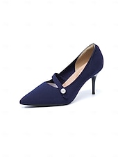 abordables Pompes Classiques-Women's Burgundy Pointed Toe Knit Pumps with Pearl Strap Accent – Comfortable High Stiletto Heels for Daily Commuting, Office Wear &amp; Elegant Professional Ladies